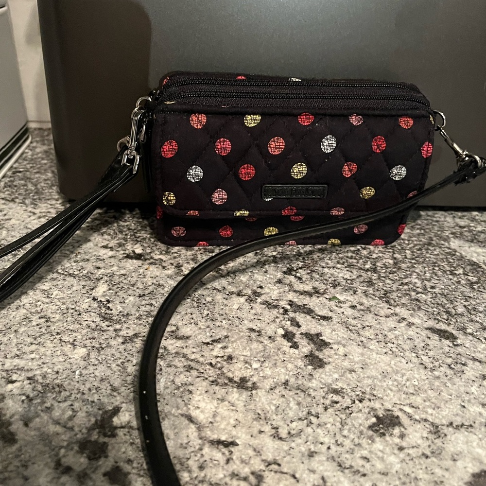 Vera Bradley All in One Wristlet/Crossbody Purse Havana Dots